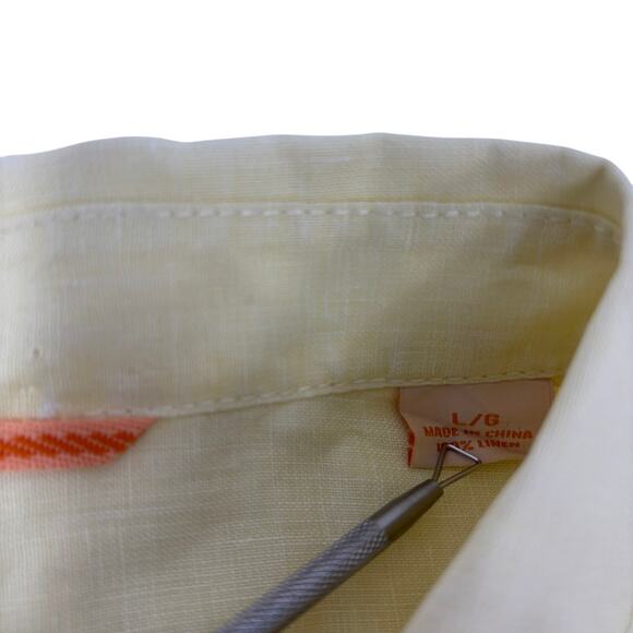 Tommy Bahama Mens Large Solid Yellow 100% Linen Long Sleeve Button Up Shirt - Picture 2 of 5